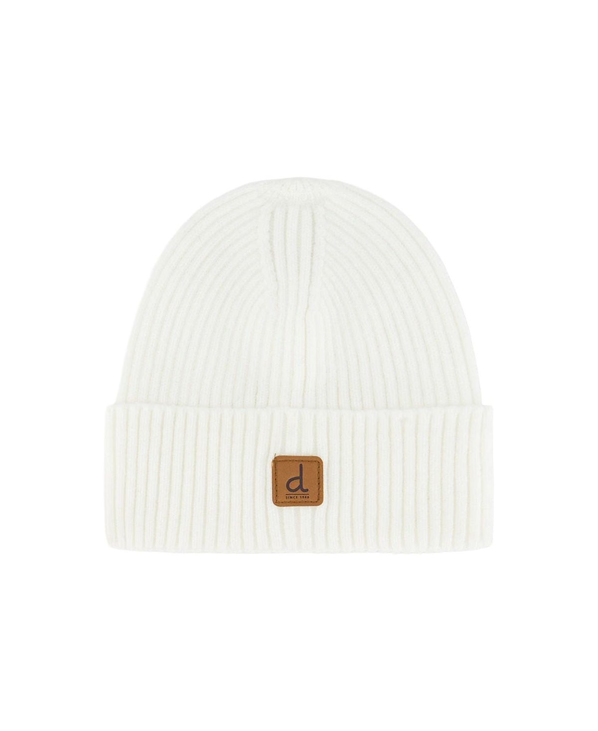 Deux par Deux Unisex Ribbed Knit Folded Cuff Logo Patch Hat - Little Kid, Big Kid