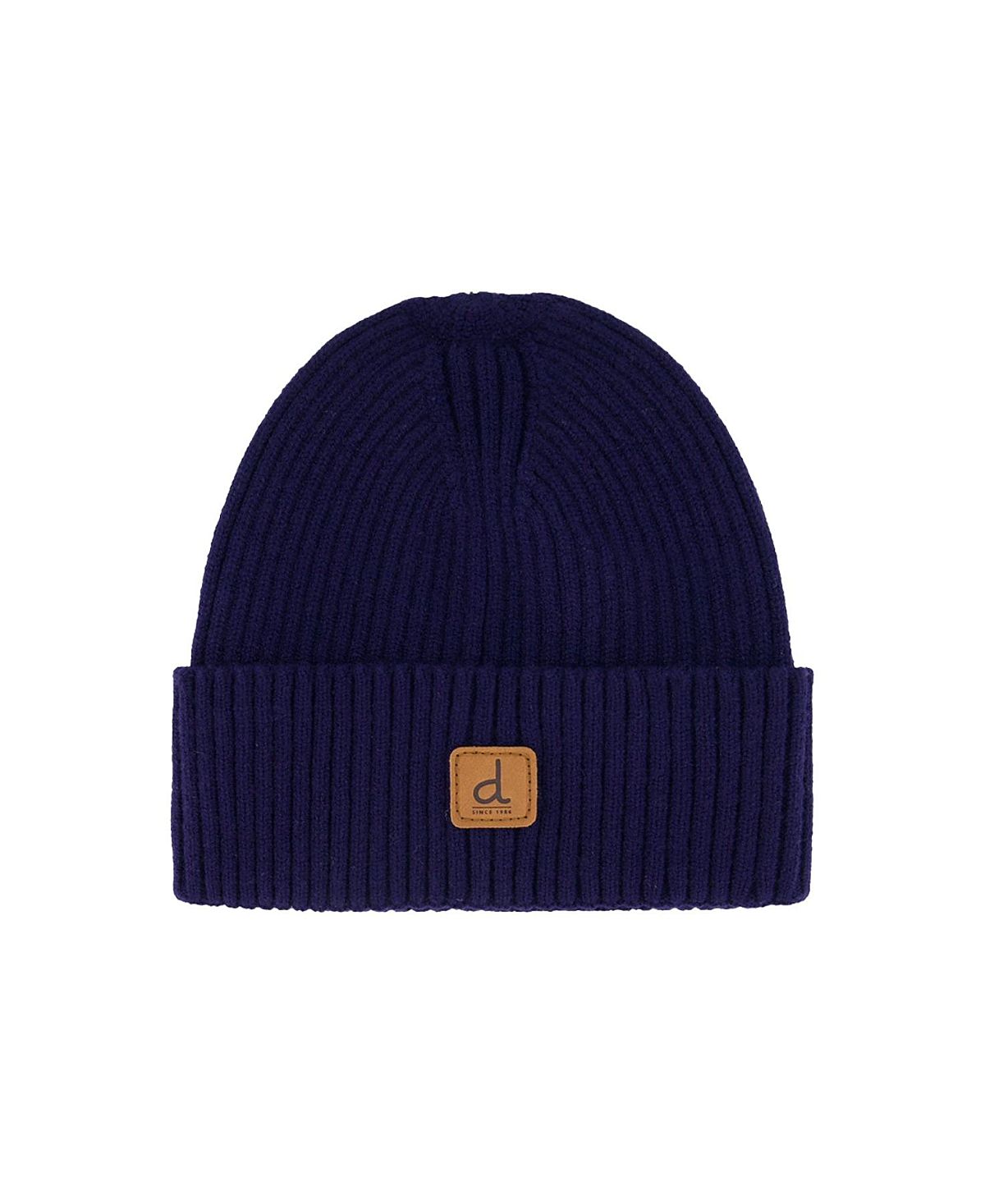 Deux par Deux Unisex Ribbed Knit Folded Cuff Logo Patch Hat - Little Kid, Big Kid