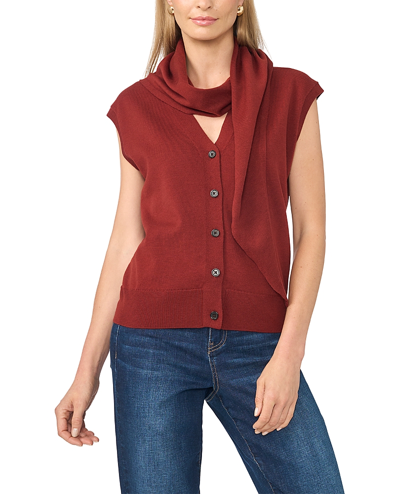 Vince Camuto Scarf Neck Button Front Sweater Vest