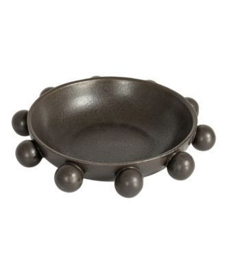  Stoneware Bowl with Orbs and Reactive Glaze