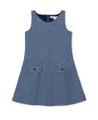  Girls' Organic V-Neck Chambray Jumper - Little Kid, Big Kid