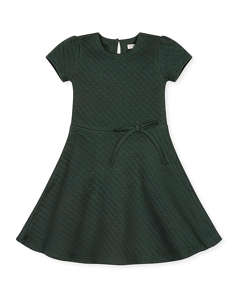 Hope & Henry Girls' Quilted Knit Short Sleeve Skater Dress - Little Kid, Big Kid