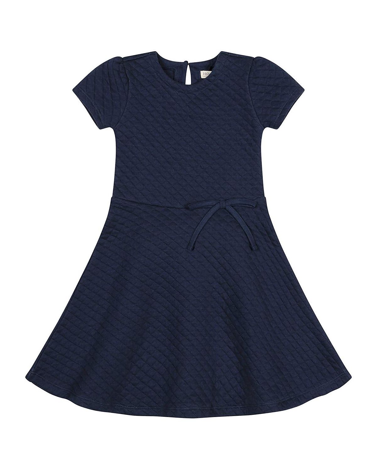Hope & Henry Girls' Quilted Knit Short Sleeve Skater Dress - Little Kid, Big Kid