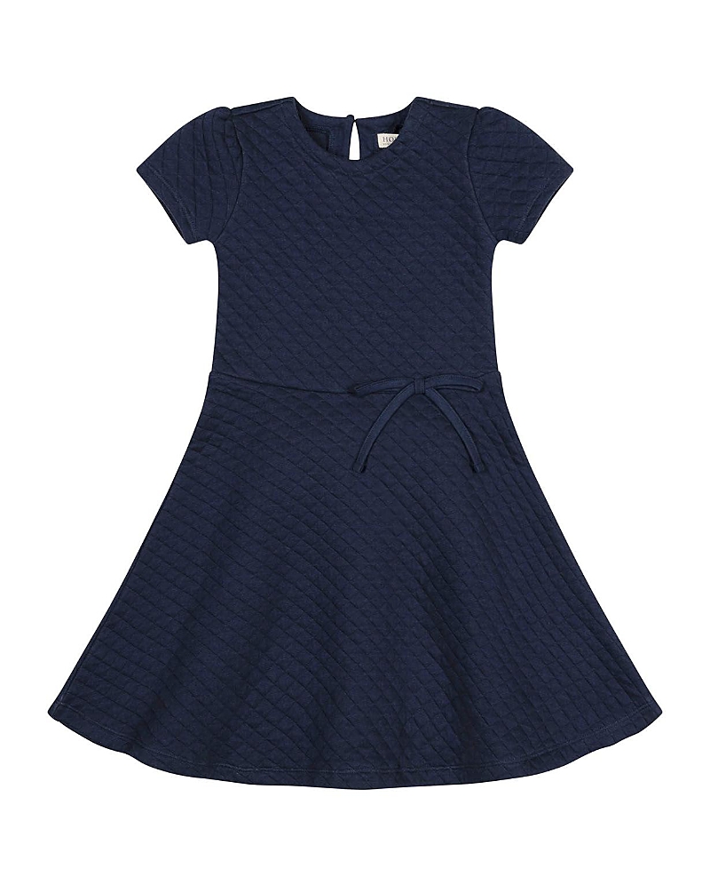 Hope & Henry Girls' Quilted Knit Short Sleeve Skater Dress - Little Kid, Big Kid