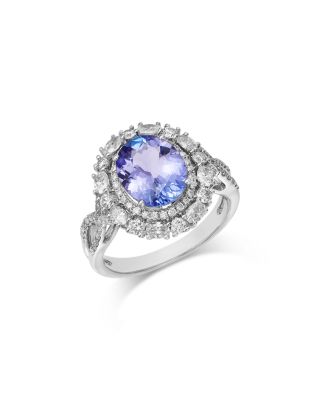 Diamond & Tanzanite Ring in 14K White Gold