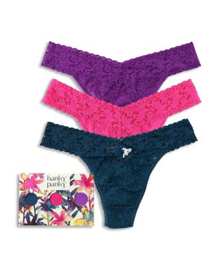 Signature Lace Original Rise Thongs, Set of 3