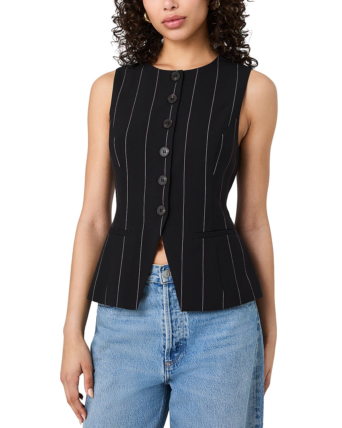French Connection Wide Pinstripe Sleeveless Vest