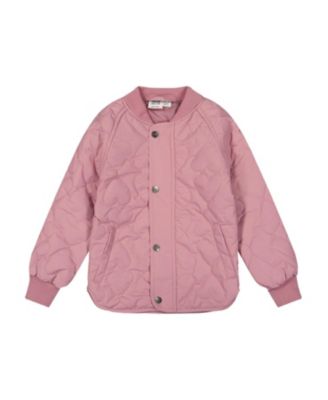 Girls' Heart Quilted Raglan Sleeve Zip Pocket Jacket - Big Kid