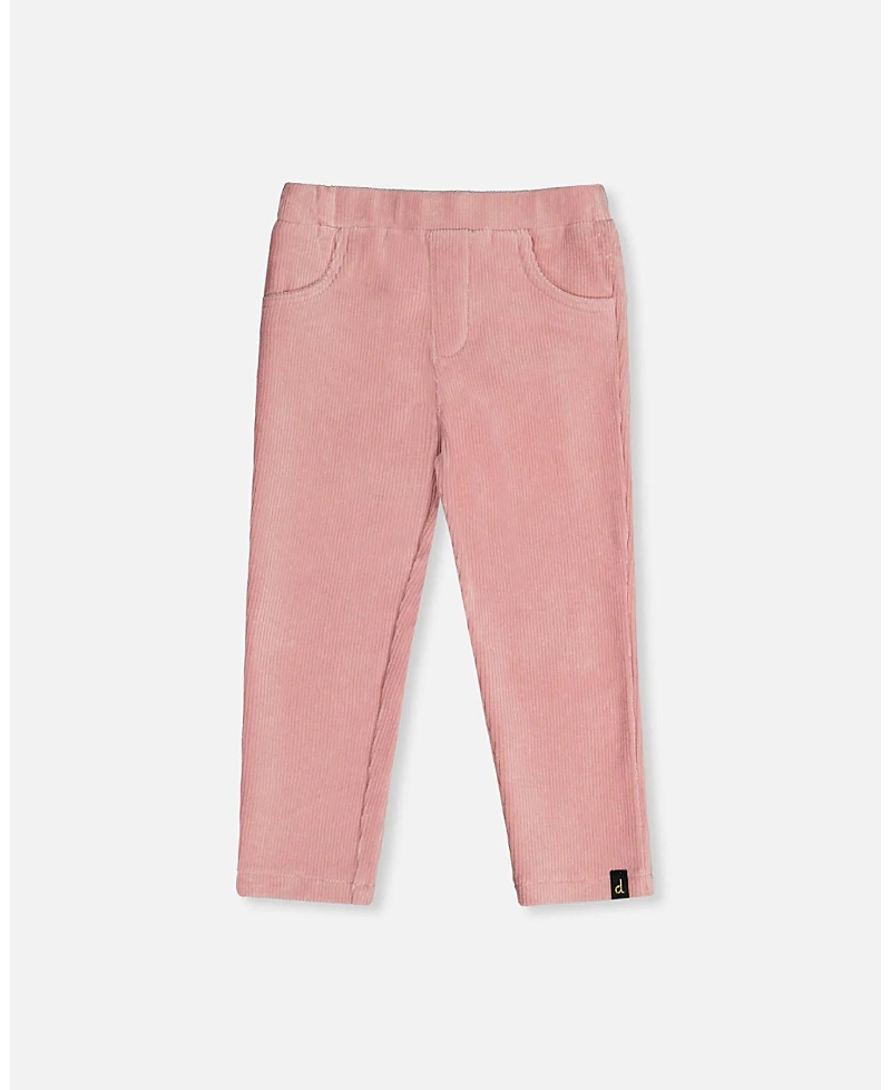 Deux par Deux Girls' Stretch Velour Heart Pocket Elastic Waist Treggings - Baby