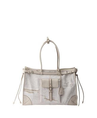  Bonnie Extra-Large Printed Linen And Leather Tote Bag