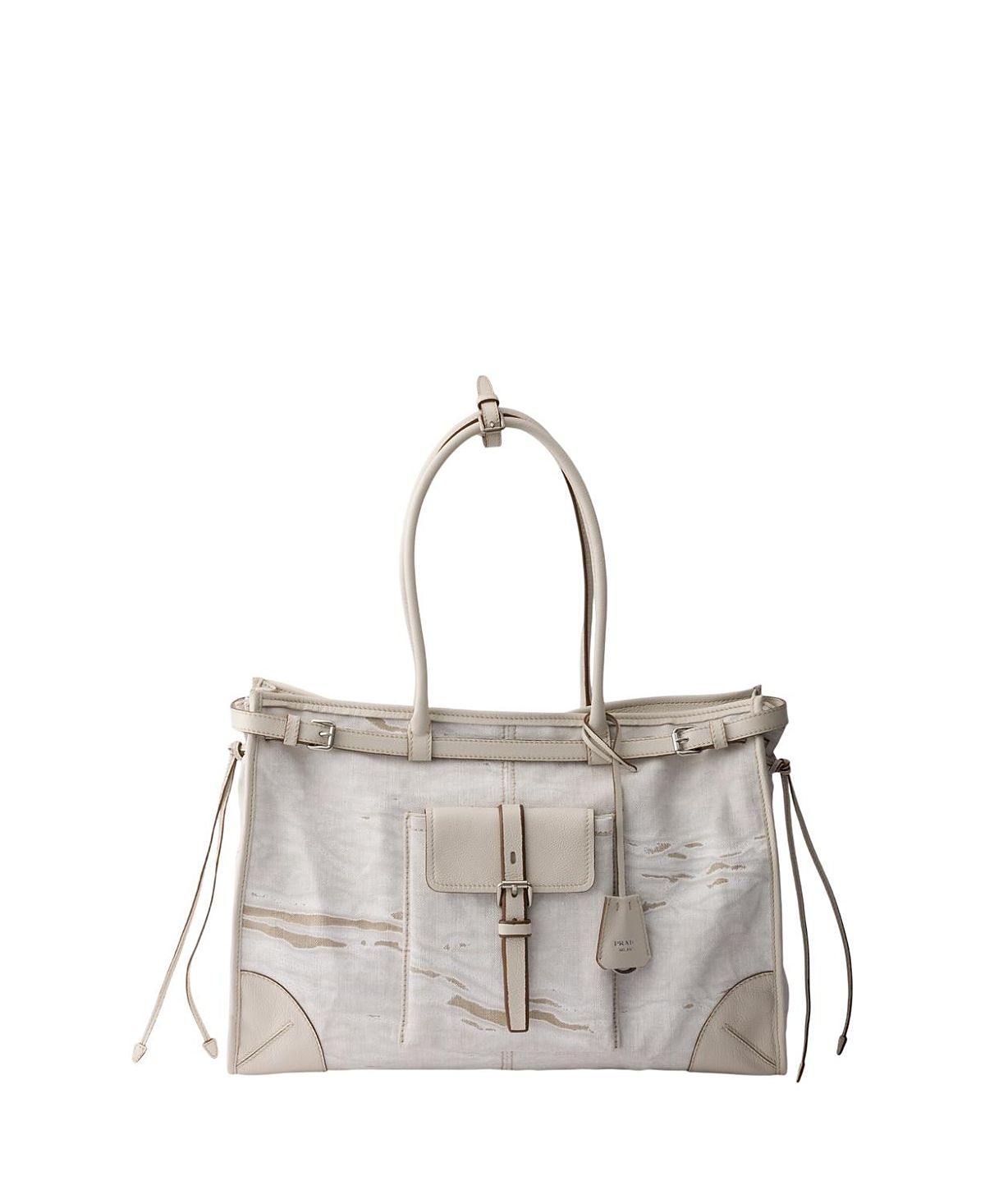 Prada Bonnie Extra-Large Printed Linen And Leather Tote Bag