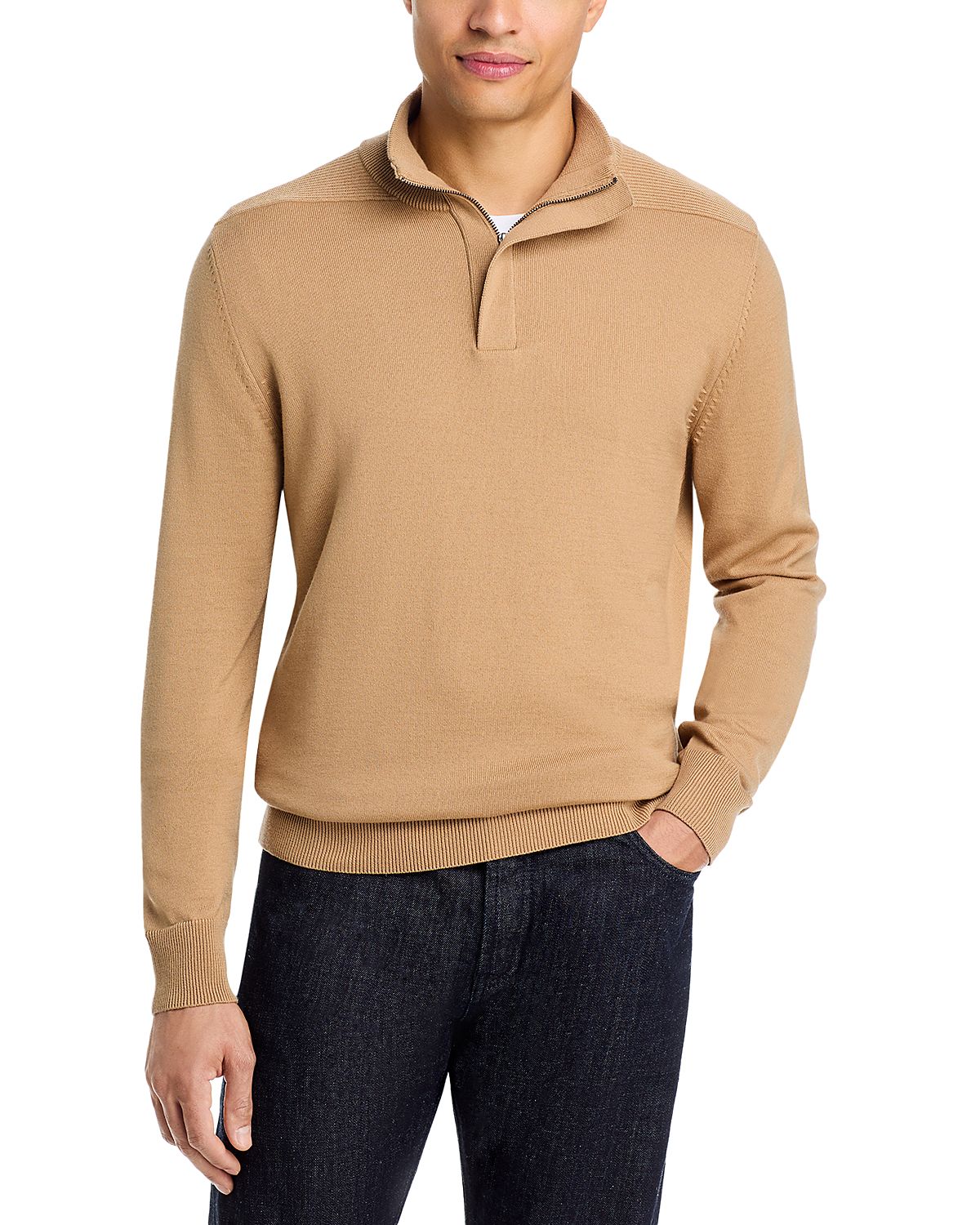Boss Liorman Wool & Cotton Zip Neck Sweater