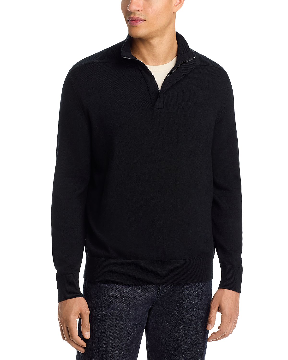 Boss Liorman Wool & Cotton Zip Neck Sweater
