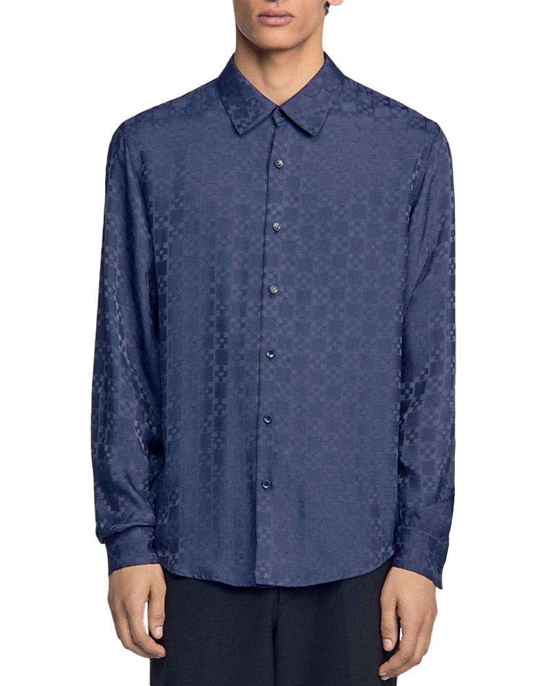 Sandro Jacquard Square Cross Loose Fit Shirt