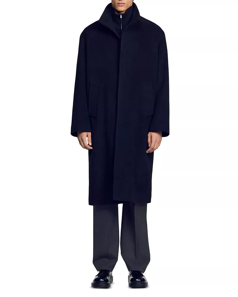 Sandro Owen Wool Blend Long Coat