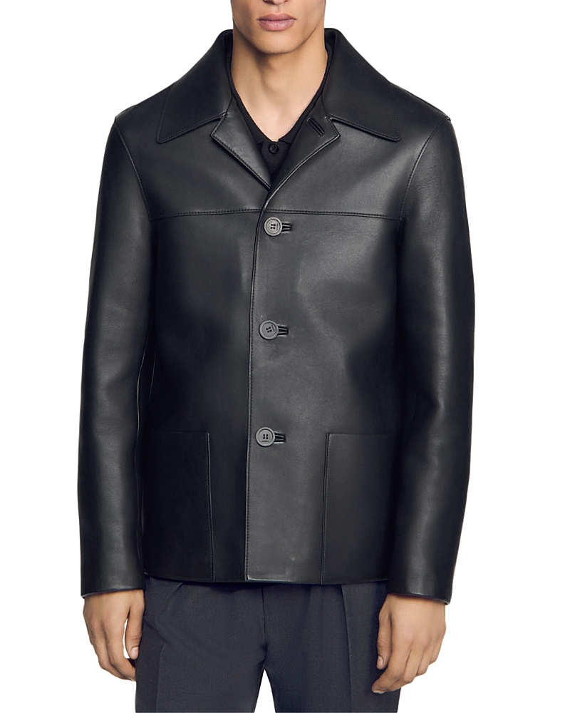 Sandro Philip Buttoned Lambskin Jacket