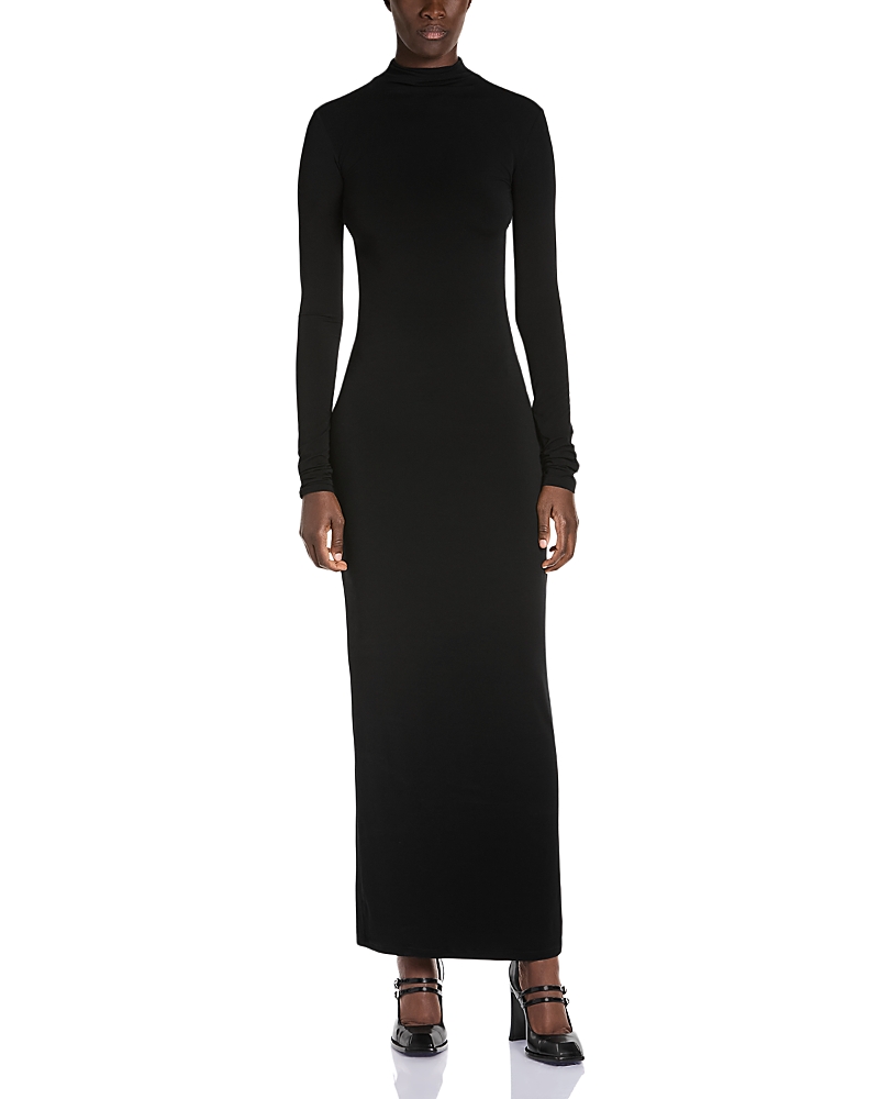 McQueen Lace Trim Long Sleeve Maxi Dress