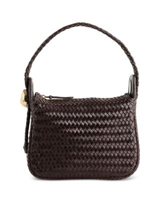 The Sculpted Metal & Woven Leather Wristlet Bag