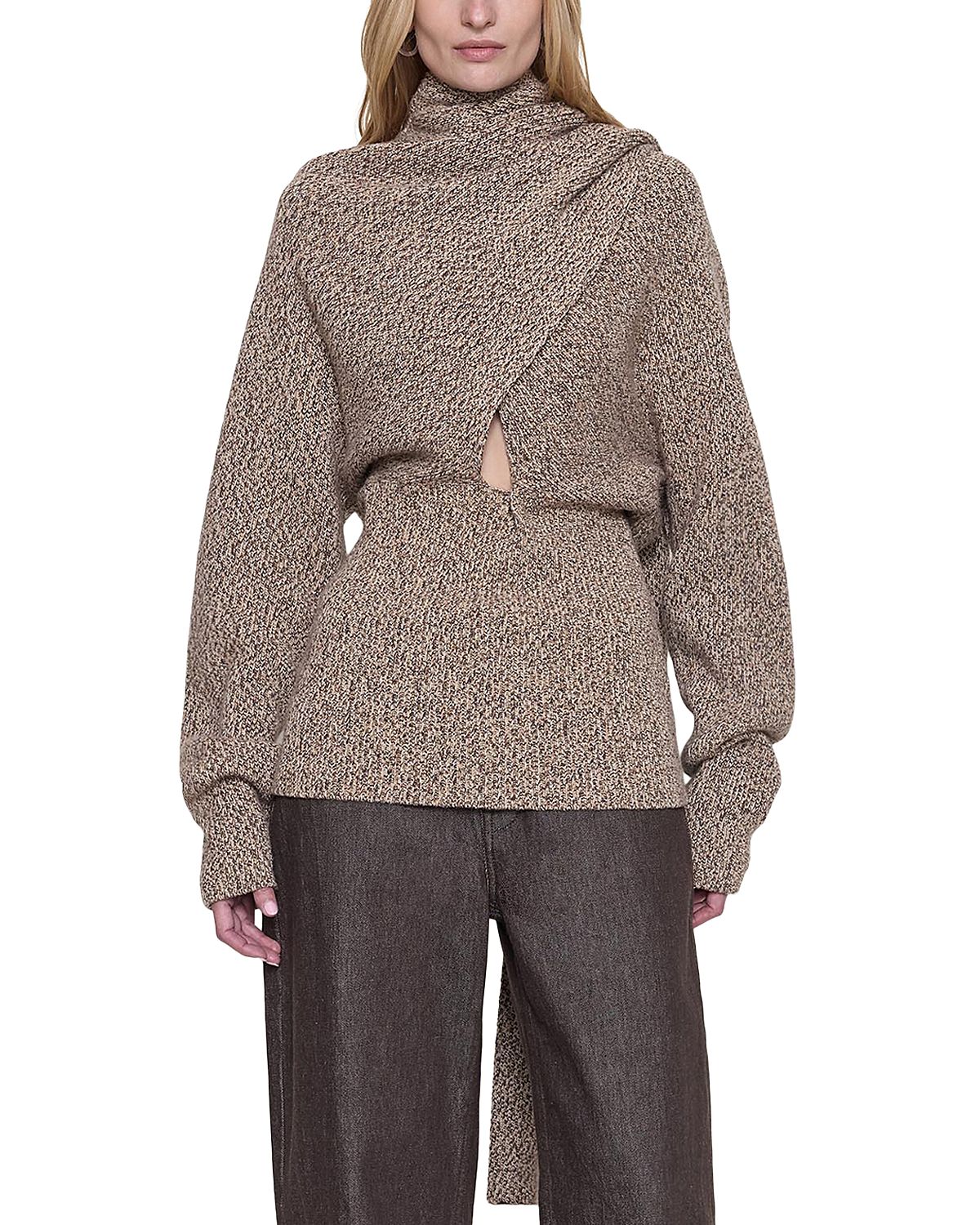 Ossou Wright Draped Scarf Sweater