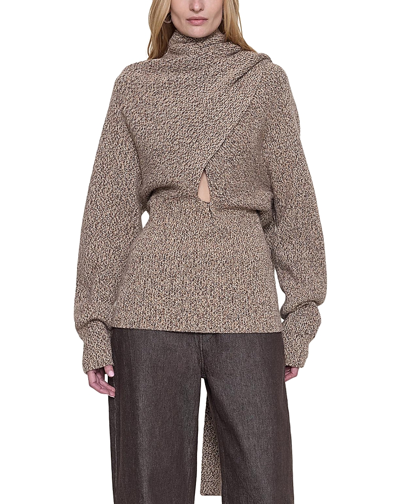 Ossou Wright Draped Scarf Sweater