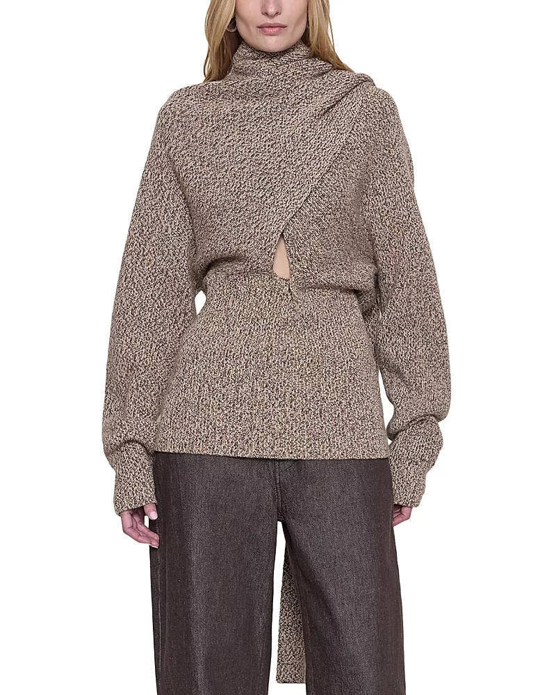 Ossou Wright Draped Scarf Sweater