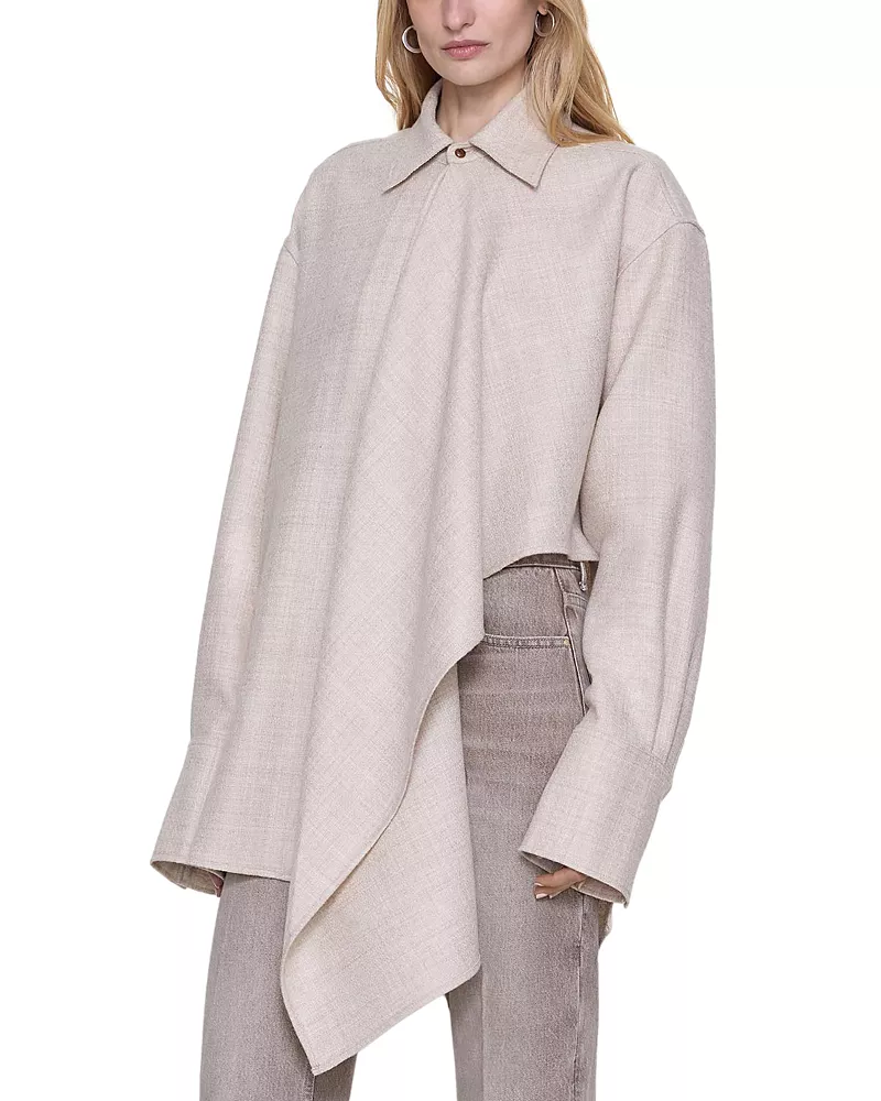 Ossou Tess Drape Front Wool Shirt