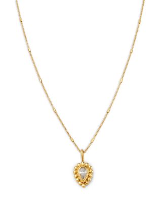 14K Yellow Gold Diamond Bezel Beaded Pendant Necklace, 0.19 tcw