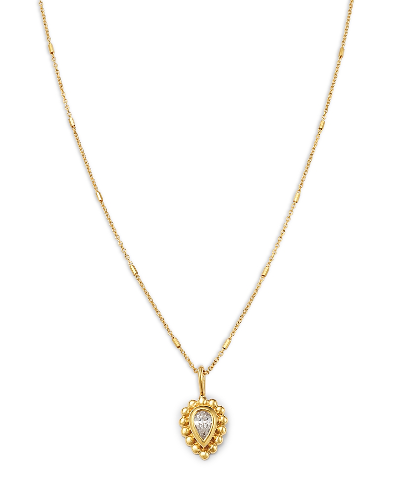 Zoe Chicco 14K Yellow Gold Diamond Bezel Beaded Pendant Necklace, 0.19 tcw