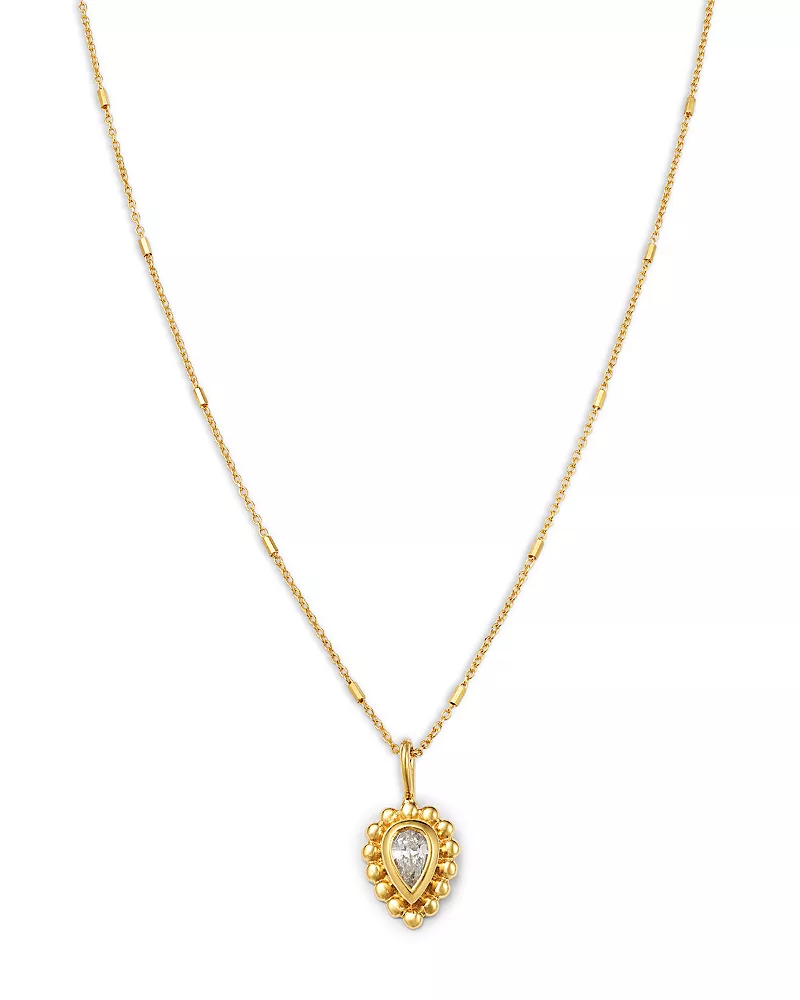 Zoe Chicco 14K Yellow Gold Diamond Bezel Beaded Pendant Necklace, 0.19 tcw