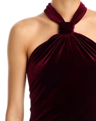 Velvet Knot Neck Sheath Dress - Exclusive - thumbnail 8