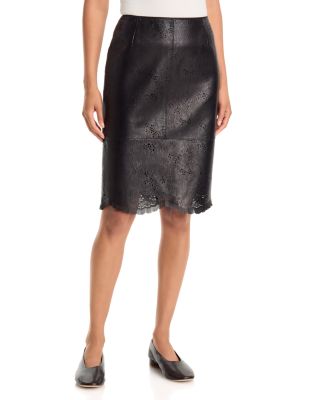 Leather Laser Cut Pencil Skirt