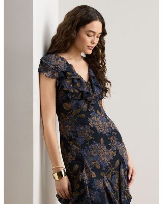 Floral Ruffle-Trim Georgette Gown - thumbnail 3