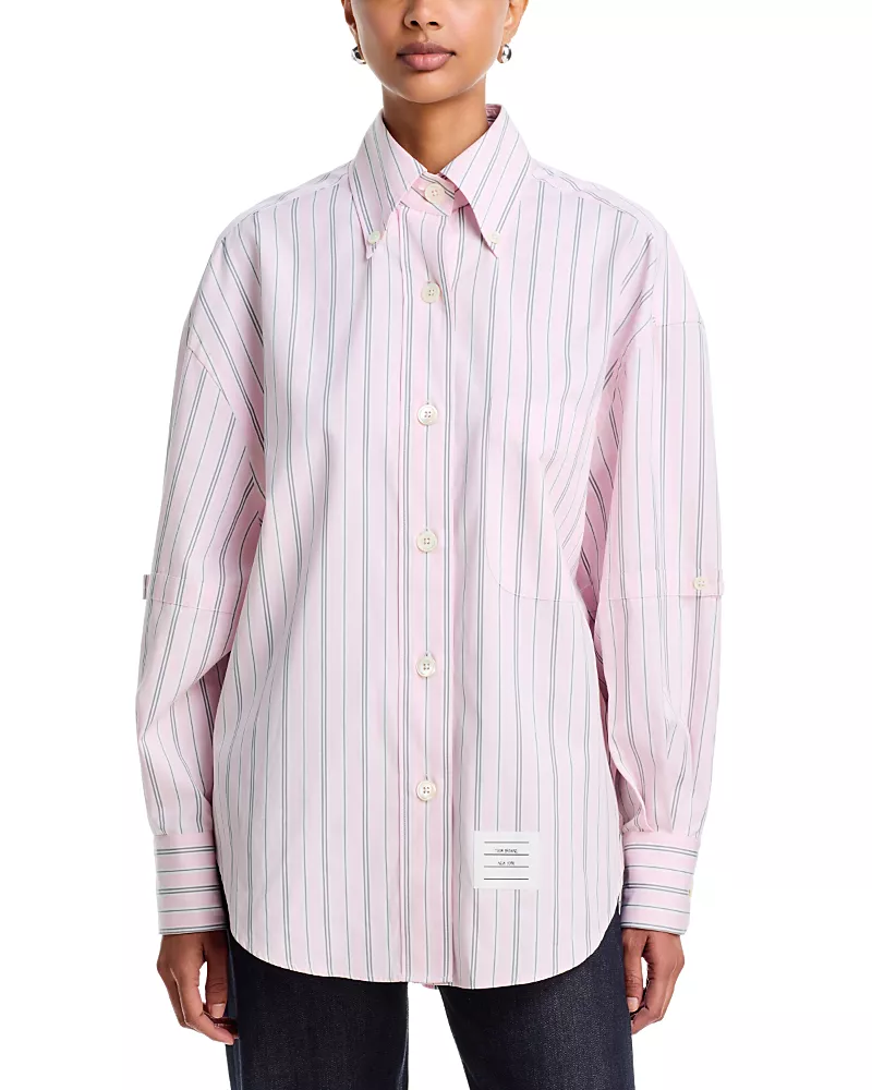 Thom Browne Cotton Armbands Striped Shirt