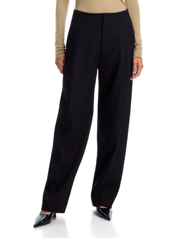 Victoria Beckham Wool Sculptural Leg Trousers in Black
