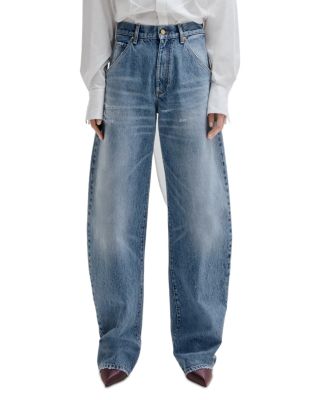 Cotton Barrel Leg Jeans in Blue
