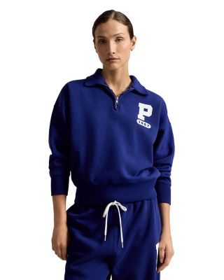 P Logo Slub Fleece Quarter Zip Sweatshirt