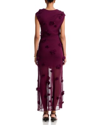 Floral Appliqu&eacute; Mesh Overlay Dress - Exclusive - thumbnail 4