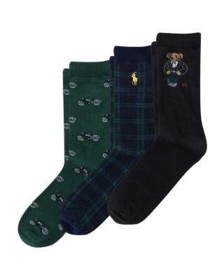 Boys' Biker Tuxedo Bear Socks, 3 Pack - Little Kid, Big Kid 