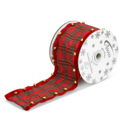 Tartan & Mini Bells 4" Ribbon