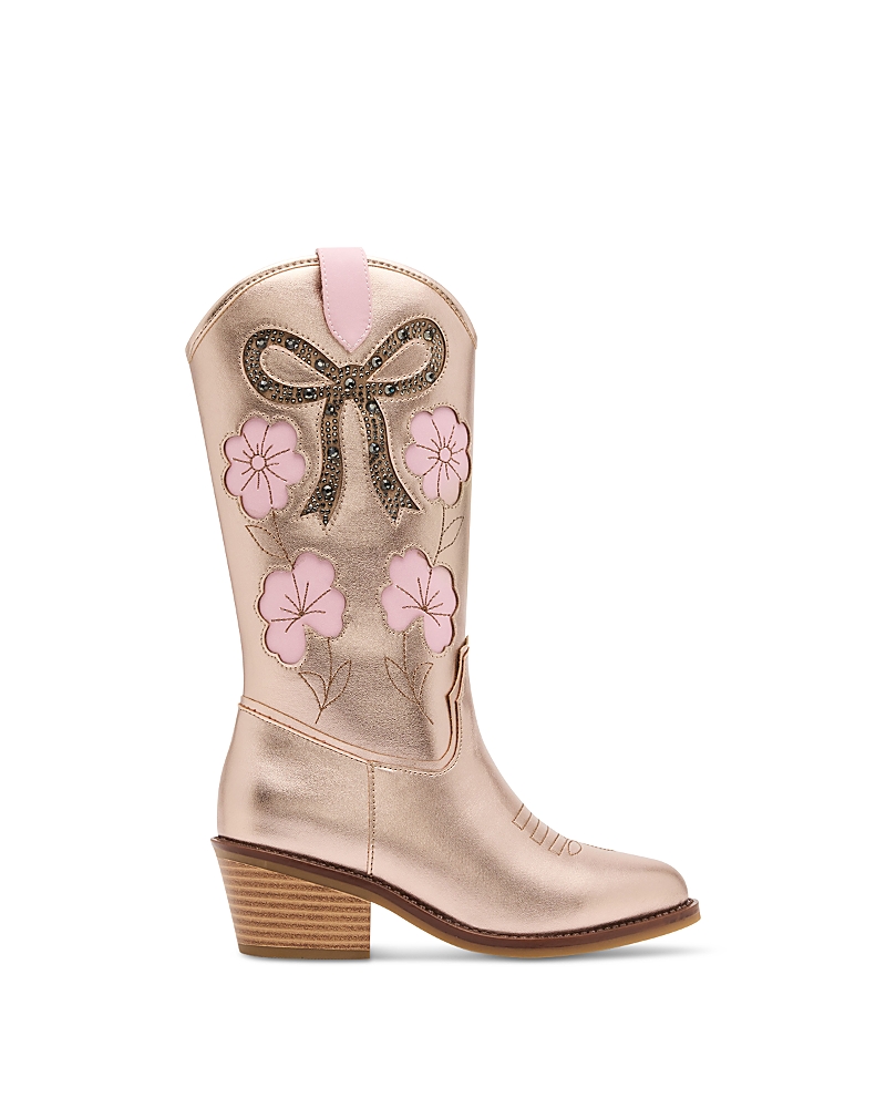 Steve Madden Girls' Jaddin Metallic Rhinestone Bow Boots Little Kid, Big Kid