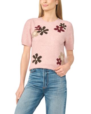 Groovy Flower Short Sleeve Pullover Sweater