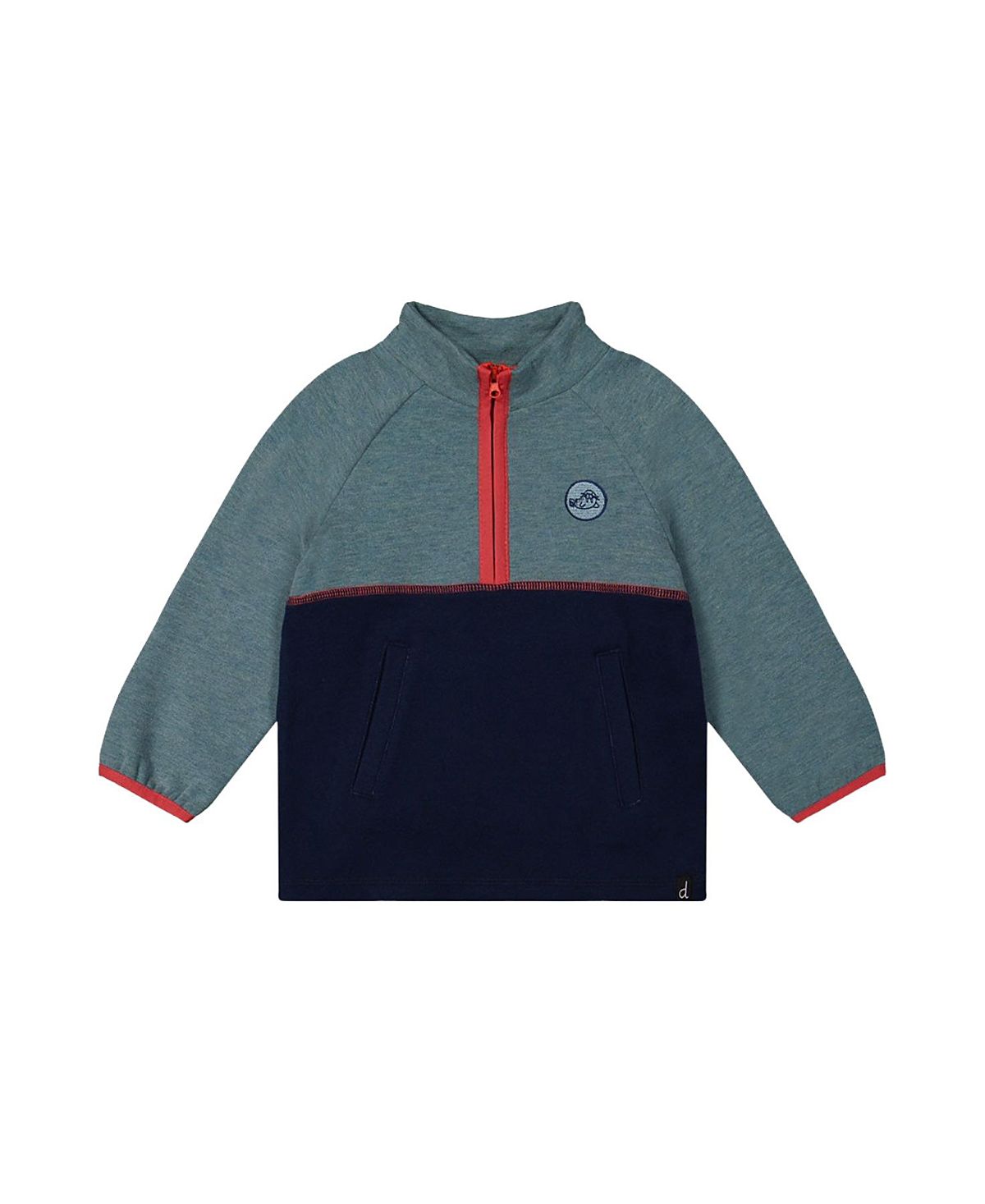 Deux par Deux Boys' Quarter Zip Mock Neck Side Pocket Sweatshirt- Baby
