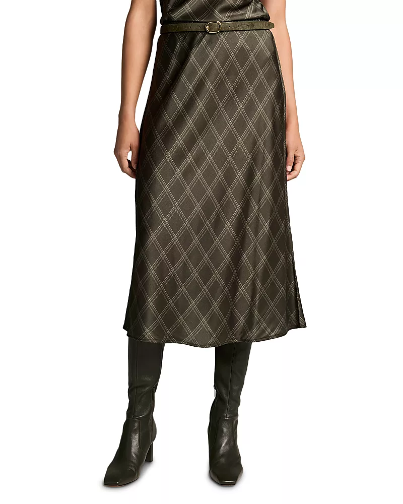 Vince Diamond Plaid Slip Skirt
