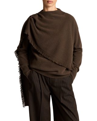 Wool & Cashmere Draped Fringe Scarf Sweater