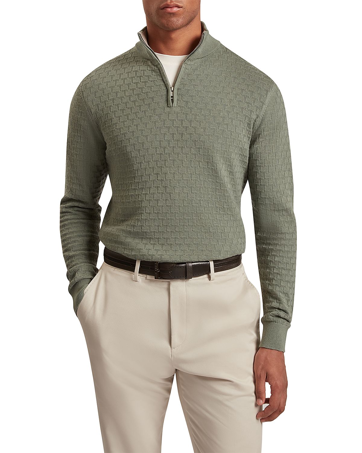 Ted Baker Jeremee T Stitch Half Zip Cotton Wool Sweater
