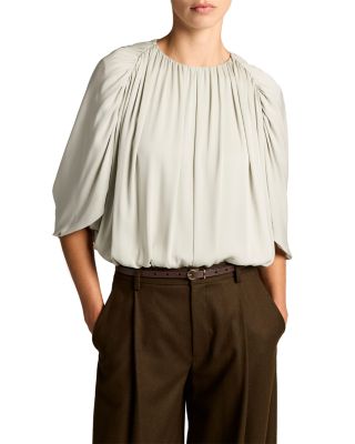 Silk Blend Cape Style Bubble Blouse
