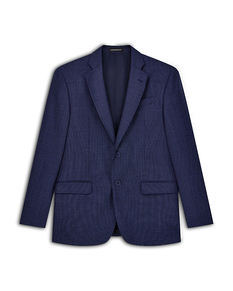 Emporio Armani Regular Fit Textured Melange Wool Blend Blazer