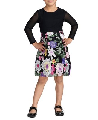Girls' Long Sleeve Floral Embroidered Dress - Little Kid, Big Kid
