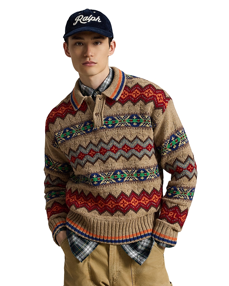 Polo Ralph Lauren Fair Isle Wool Blend Polo Collar Sweater