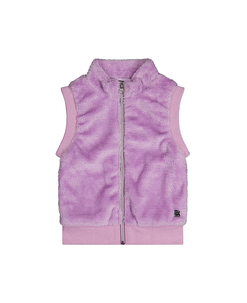 Deux par Deux Girls' Faux Fur Zip Front Sleeveless Vest - Little Kid